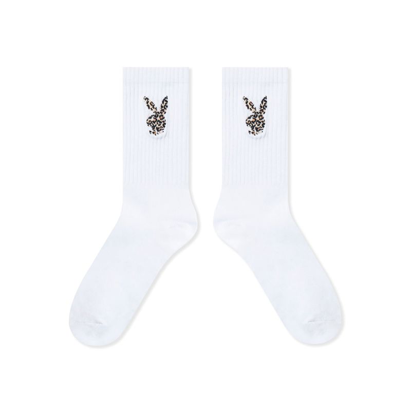 Loungewear Playboy Leopard Print Bunny Socks Feminino Pretas | OSVCH5102