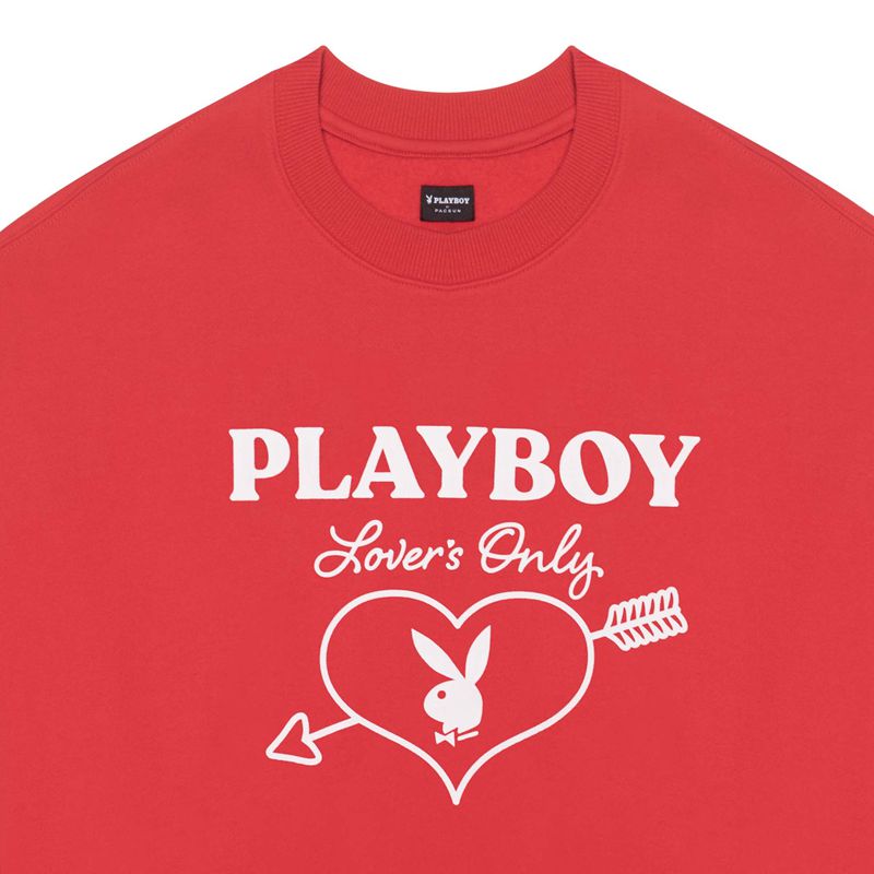 Loungewear Playboy Love Club Crew Feminino Vermelhas | ARCYH3429