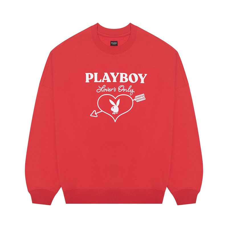 Loungewear Playboy Love Club Crew Feminino Vermelhas | ARCYH3429