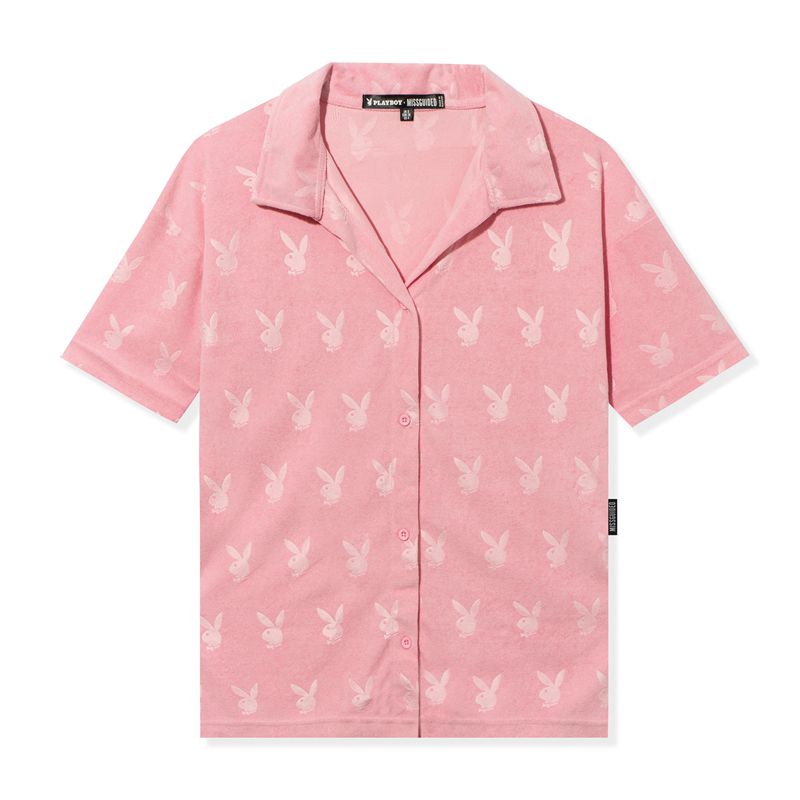 Loungewear Playboy Missguided Esportivos Button Down Shirt Feminino Rosa | ZKWYU0456