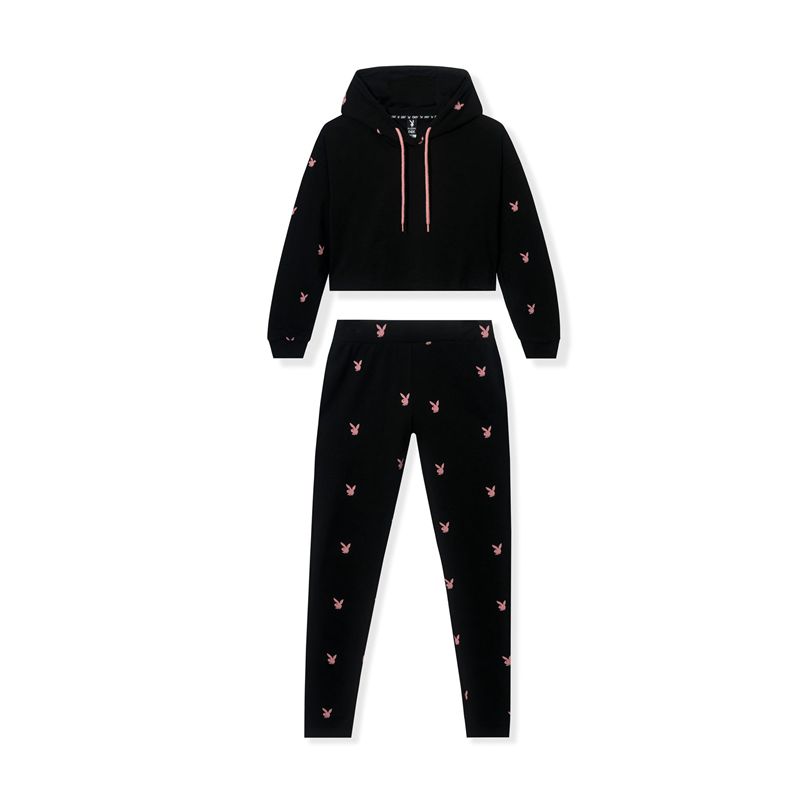 Loungewear Playboy Rabbit Head Sweat Feminino Pretas | WVKJO4912