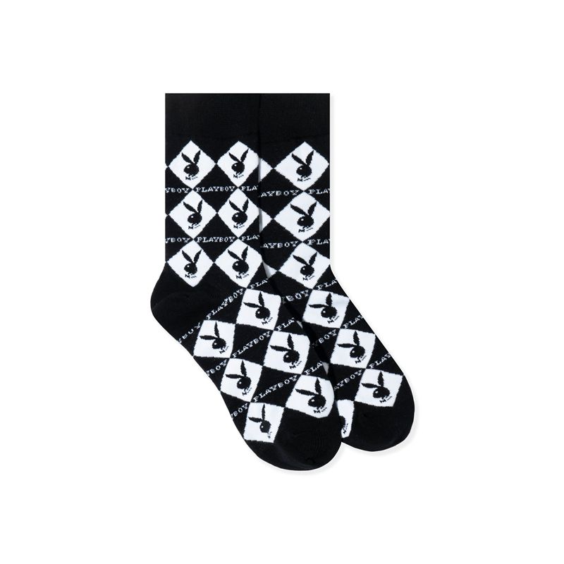 Loungewear Playboy Women S Rabbit Head Argyle Socks Feminino Pretas | MVNOS3916