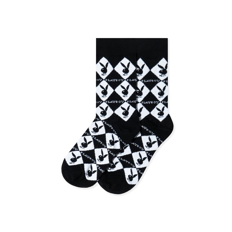 Loungewear Playboy Women S Rabbit Head Argyle Socks Feminino Pretas | MVNOS3916