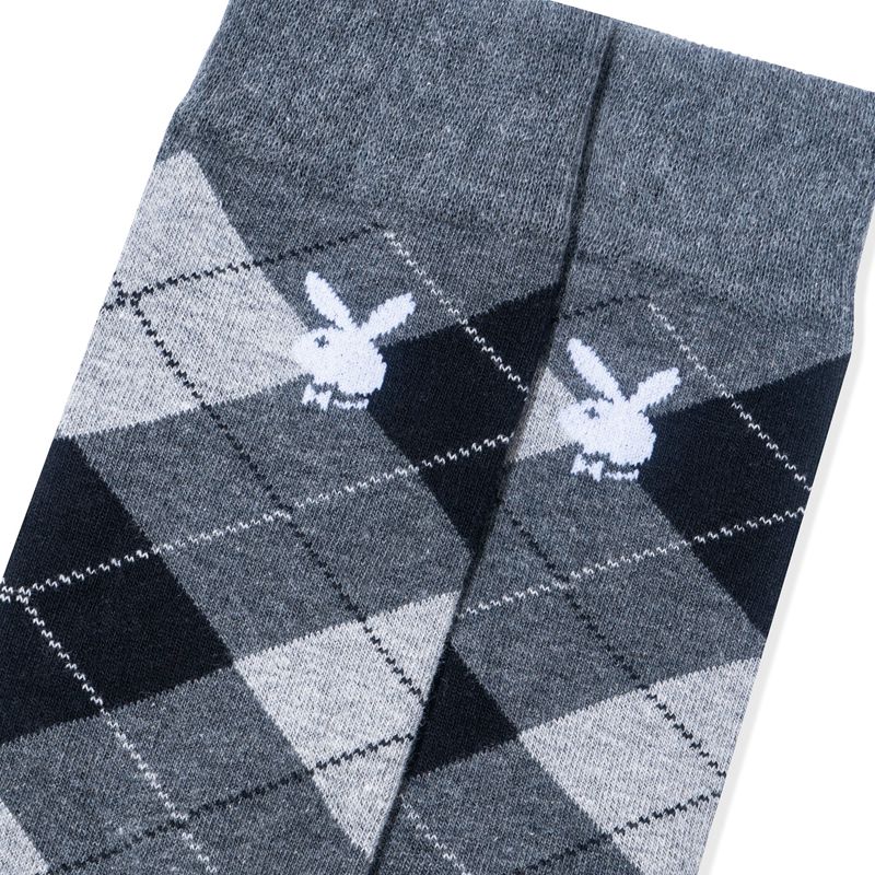 Meias Playboy Argyle Rabbit Head Masculino Cinzentas | YDEVJ5087