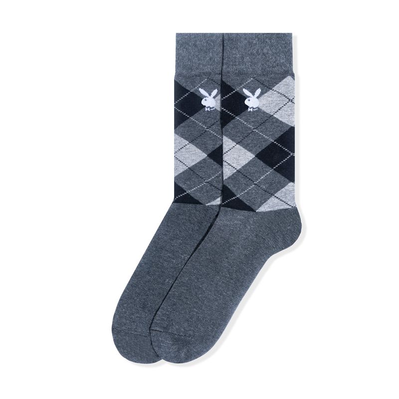 Meias Playboy Argyle Rabbit Head Masculino Cinzentas | YDEVJ5087