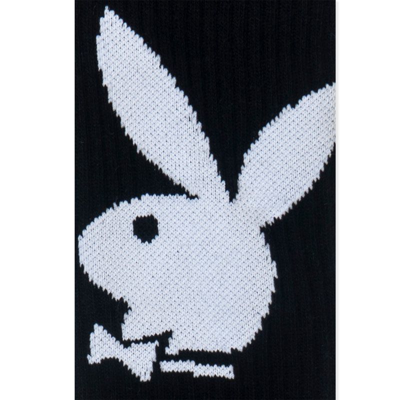 Meias Playboy Bunny Crew Masculino Pretas | AJWKG7902