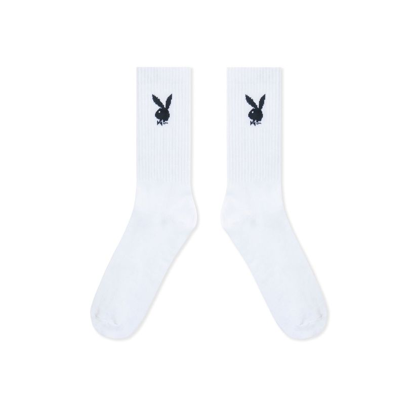 Meias Playboy Crew Masculino Branco | LEWPK3109