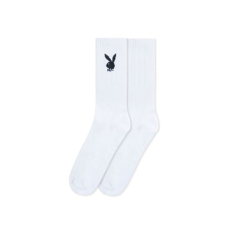 Meias Playboy Crew Masculino Branco | LEWPK3109