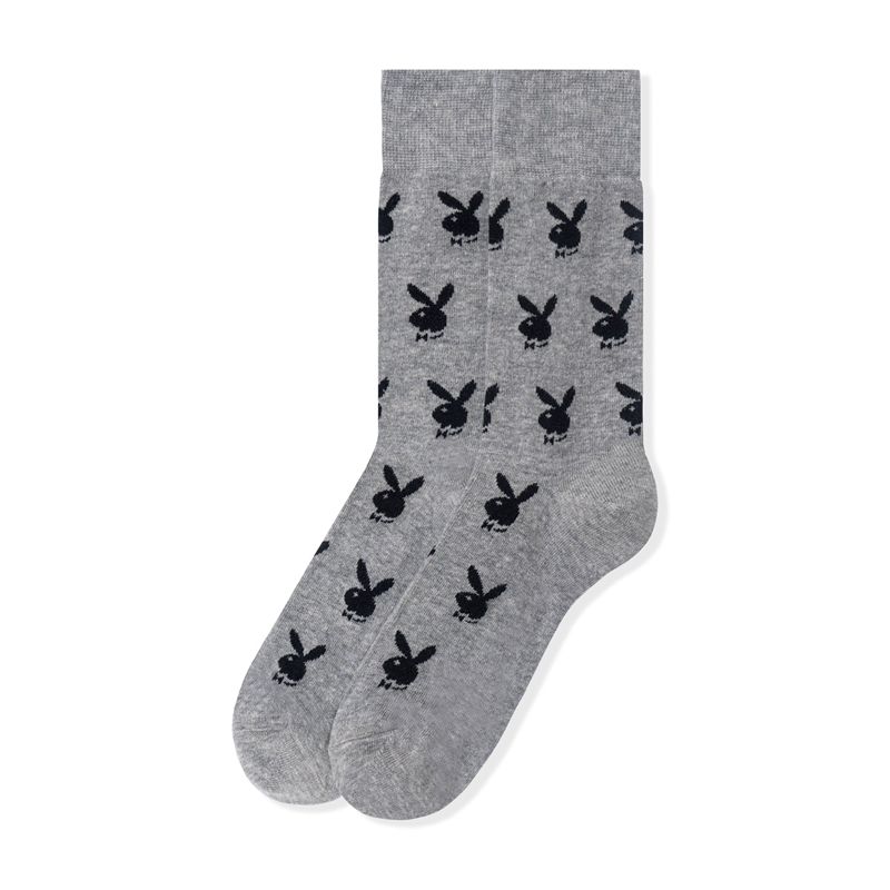 Meias Playboy Repeating Rabbit Head Masculino Cinzentas Pretas | UFKIM1925