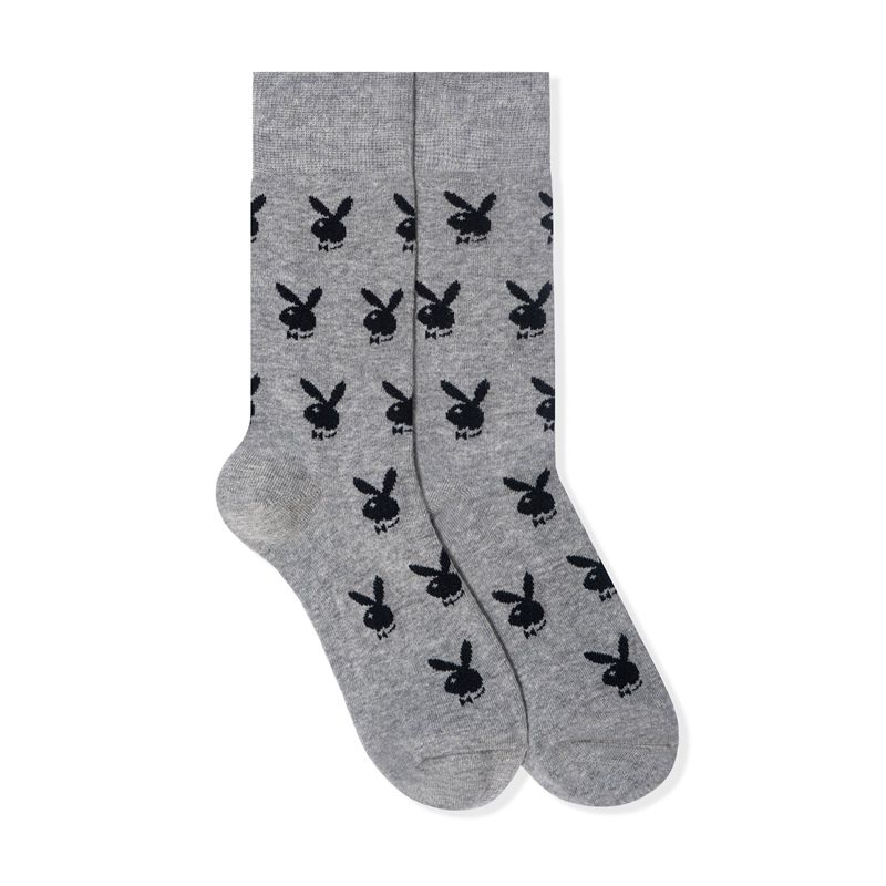 Meias Playboy Repeating Rabbit Head Masculino Cinzentas Pretas | UFKIM1925