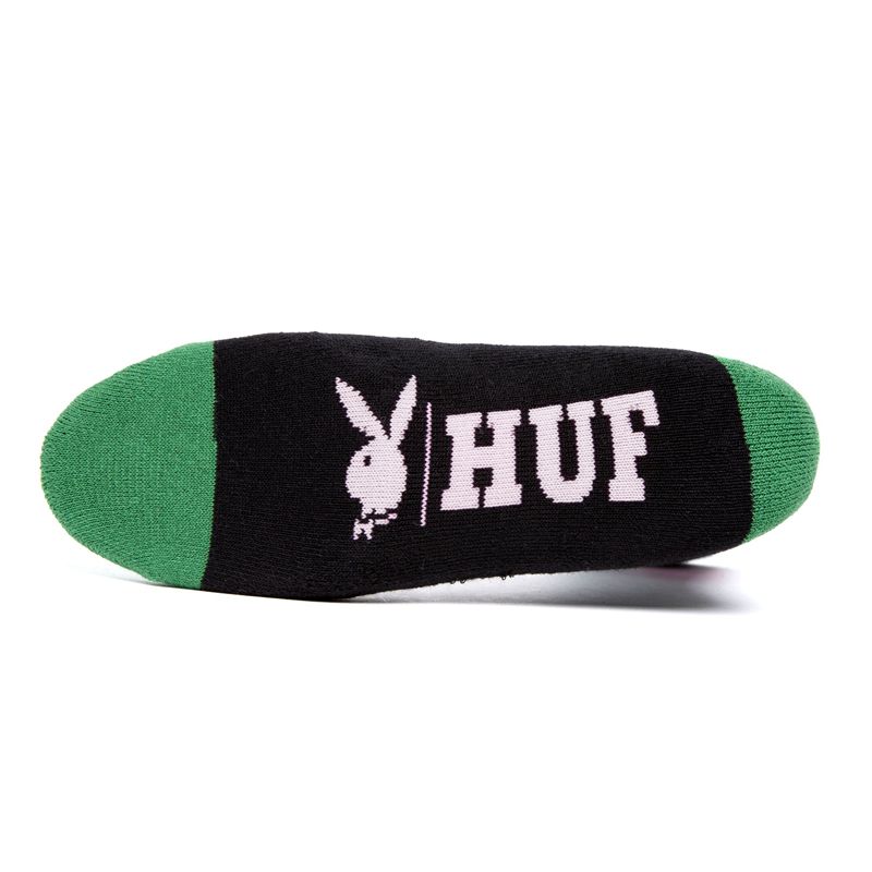 Meias Playboy X Huf Rabbit Head Crew Masculino Pretas | RDALK9401