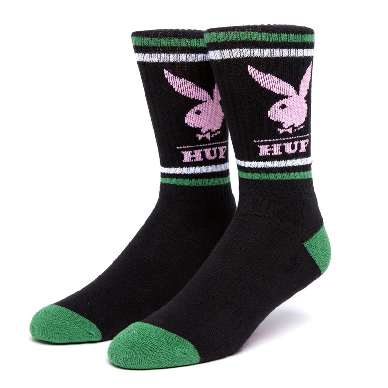 Meias Playboy X Huf Rabbit Head Crew Masculino Pretas | RDALK9401