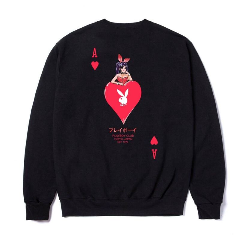 Moletom Com Capuz Playboy Ace Of Hearts Crewneck Sweat Masculino Pretas | UORFN3207