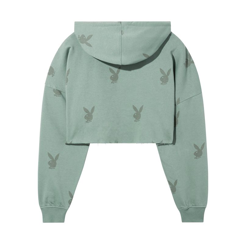 Moletom Com Capuz Playboy All-Over-Print Feminino Verdes | EBQMO7125