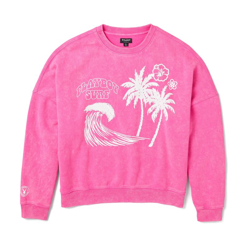 Moletom Com Capuz Playboy Beach Crew Neck Feminino Roxo Branco | PFVOS4198