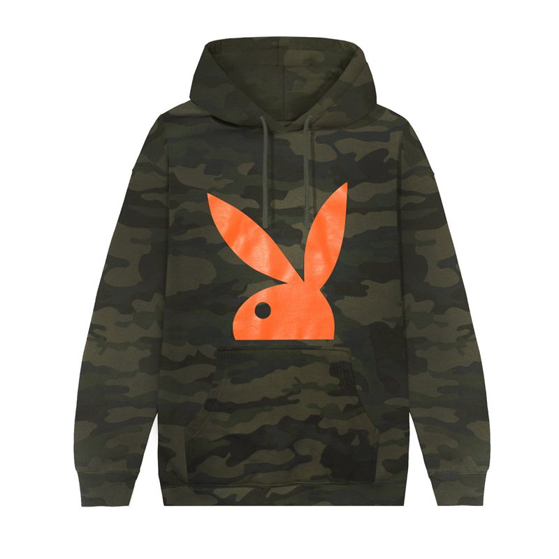 Moletom Com Capuz Playboy Camo Rabbit Head Masculino Pretas | XRULS2031