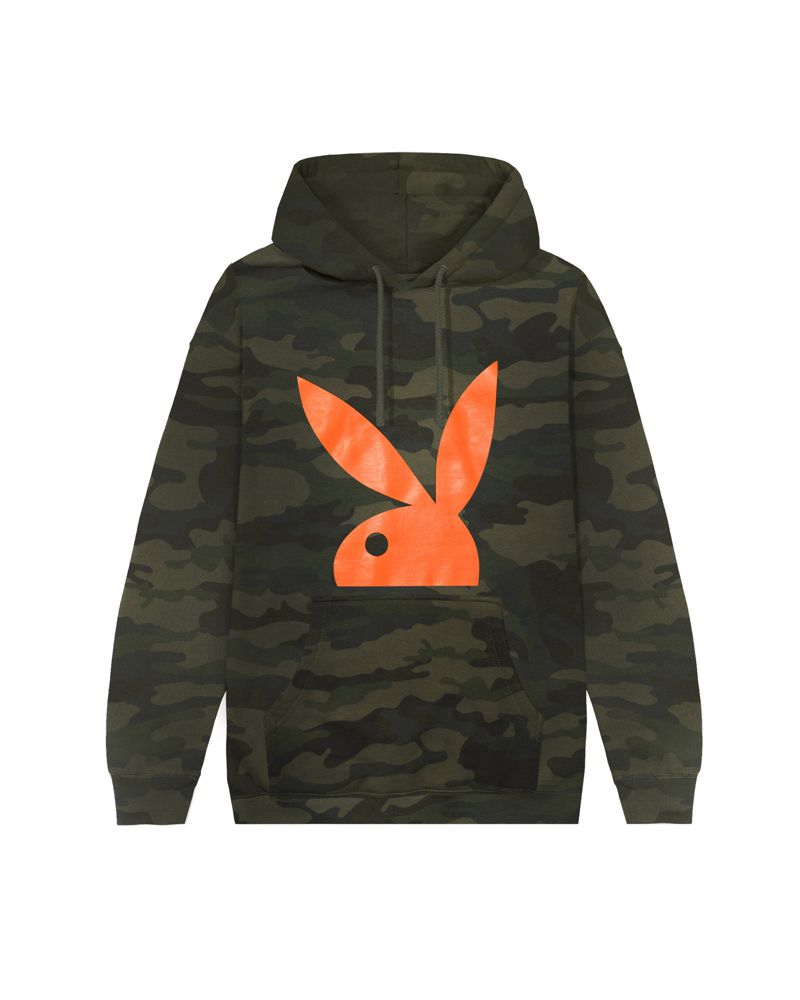 Moletom Com Capuz Playboy Camo Rabbit Head Masculino Pretas | XRULS2031