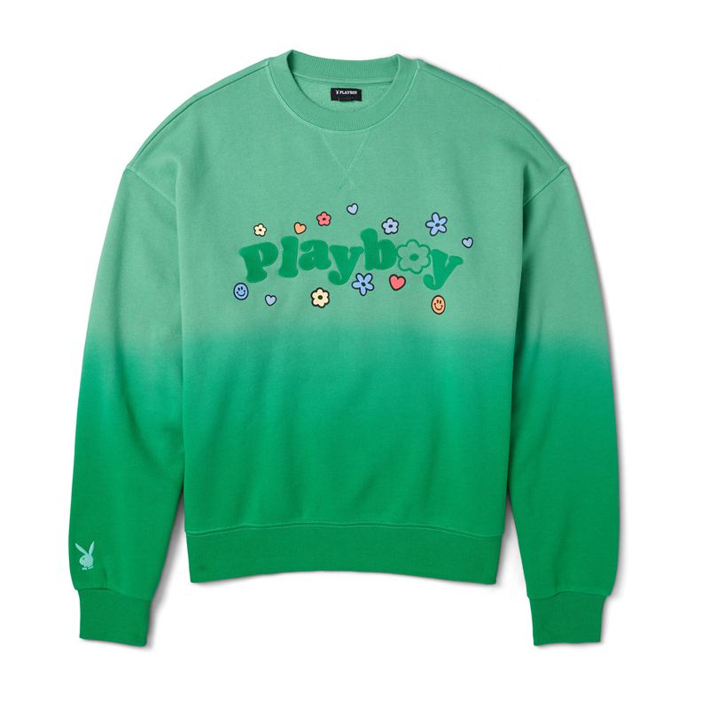 Moletom Com Capuz Playboy Camp Crew Neck Feminino Verdes | WVXUT5189