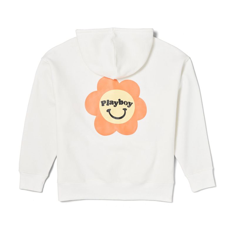 Moletom Com Capuz Playboy Camper Oversized Feminino Branco | MYHKA5167