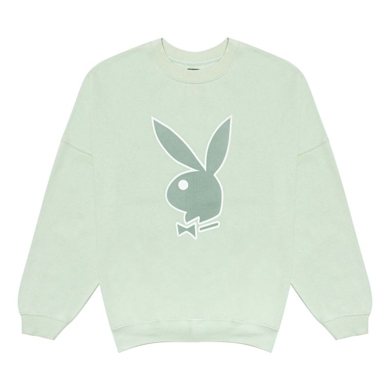 Moletom Com Capuz Playboy Classicos Bunny Crewneck Feminino Menta Verdes | IKJZX4287