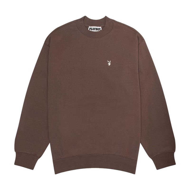 Moletom Com Capuz Playboy Classicos Crewneck Masculino Cafes | COETX9831