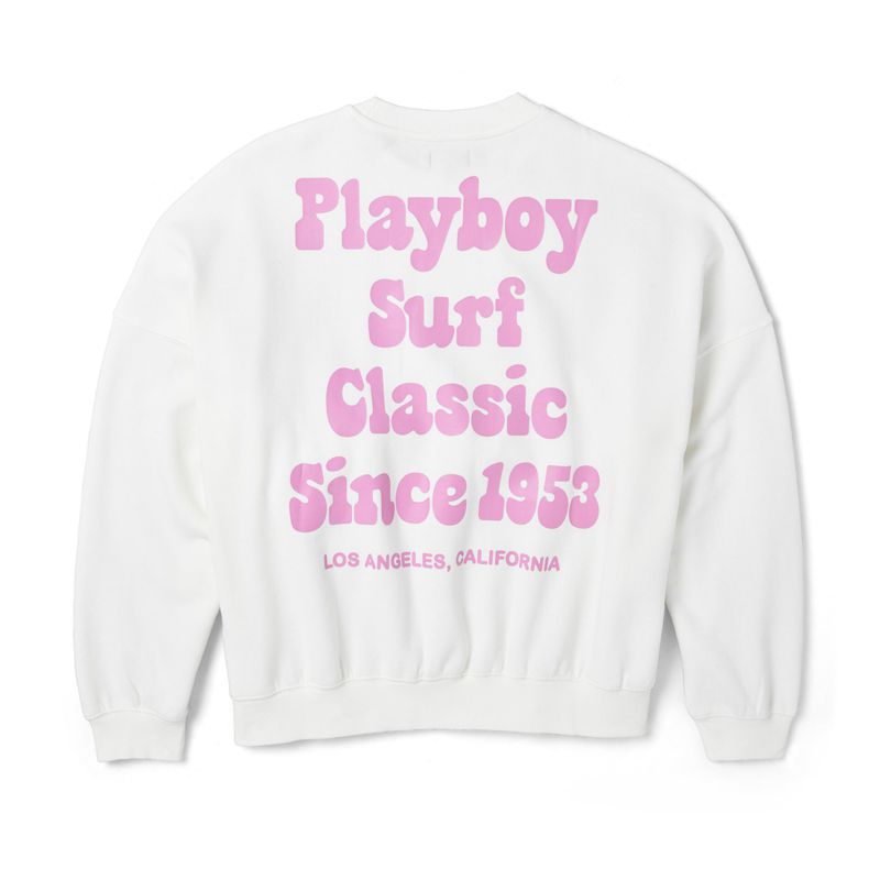 Moletom Com Capuz Playboy Coconut Girl Crew Neck Feminino Branco Roxo | MTAQY5914