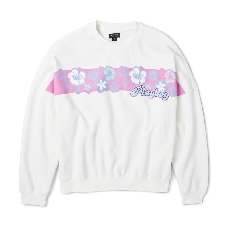 Moletom Com Capuz Playboy Coconut Girl Crew Neck Feminino Branco Roxo | MTAQY5914