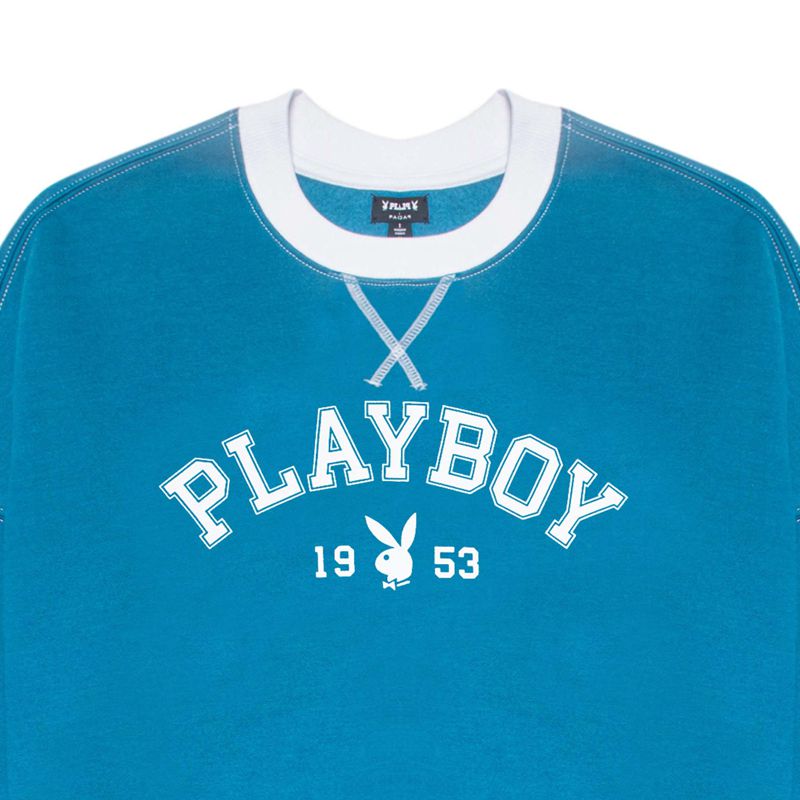 Moletom Com Capuz Playboy Contrast 1953 Crewneck Feminino Azuis | HQMYR0681