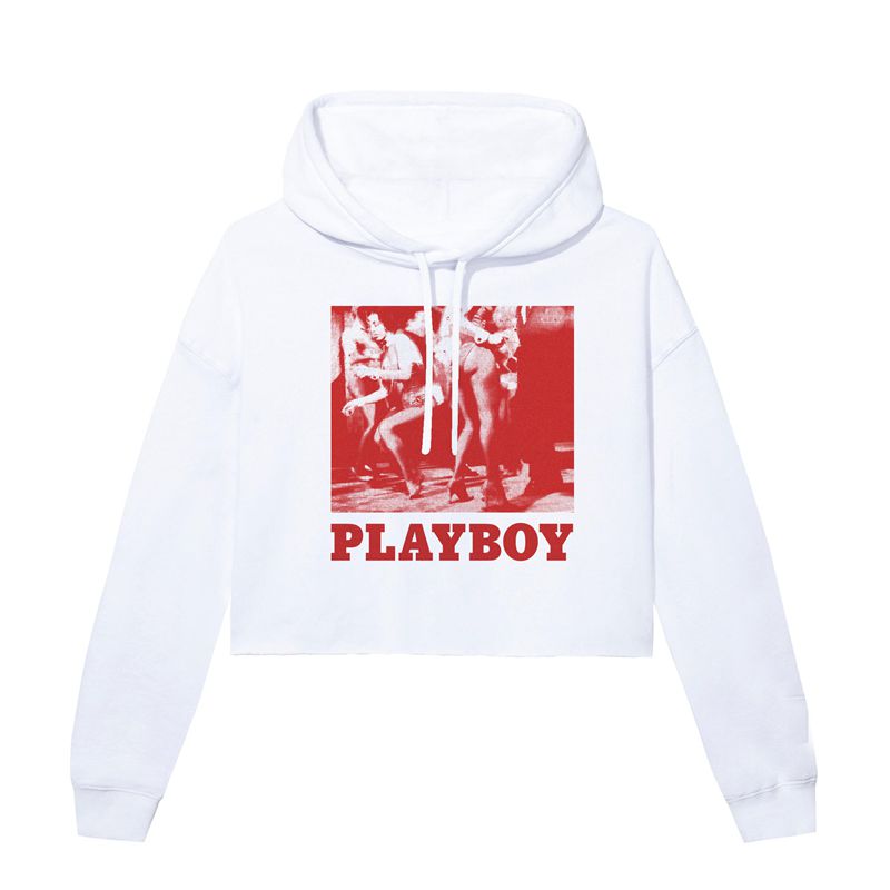 Moletom Com Capuz Playboy Dancing Bunnies Feminino Branco Vermelhas | JGDFU1596