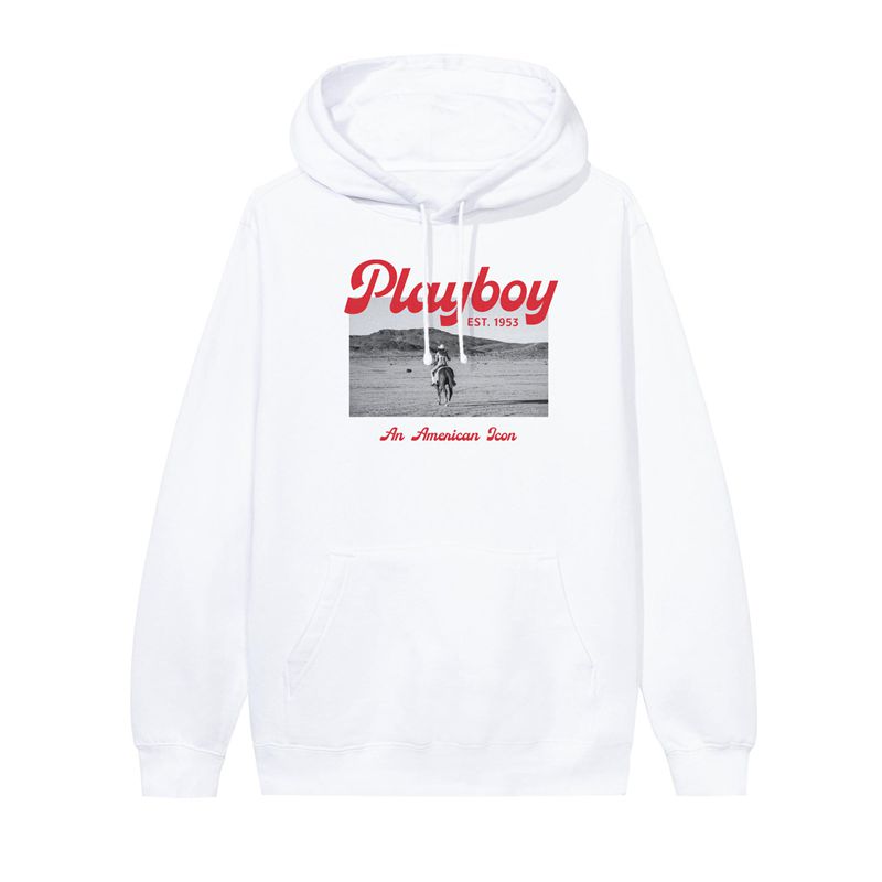 Moletom Com Capuz Playboy Desperado American Icon Masculino Branco | RHQYX4750