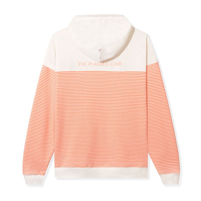 Moletom Com Capuz Playboy Drop Stripe Vip Club Quarter Zip Feminino Branco Laranja | AEUCX6357