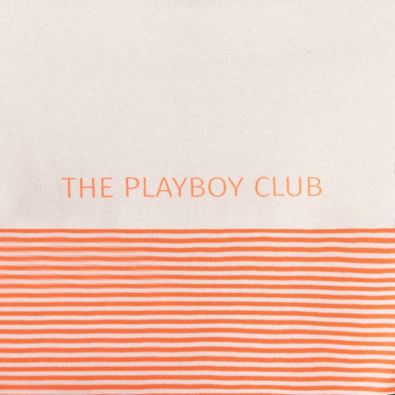 Moletom Com Capuz Playboy Drop Stripe Vip Club Quarter Zip Feminino Branco Laranja | AEUCX6357