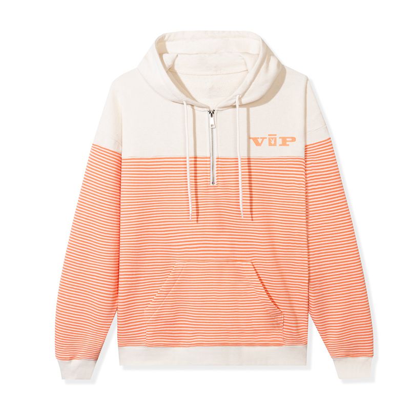 Moletom Com Capuz Playboy Drop Stripe Vip Club Quarter Zip Feminino Branco Laranja | AEUCX6357