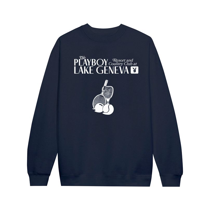 Moletom Com Capuz Playboy Lake Geneva Tenis Club Crewneck Feminino Branco | JEXBH1492