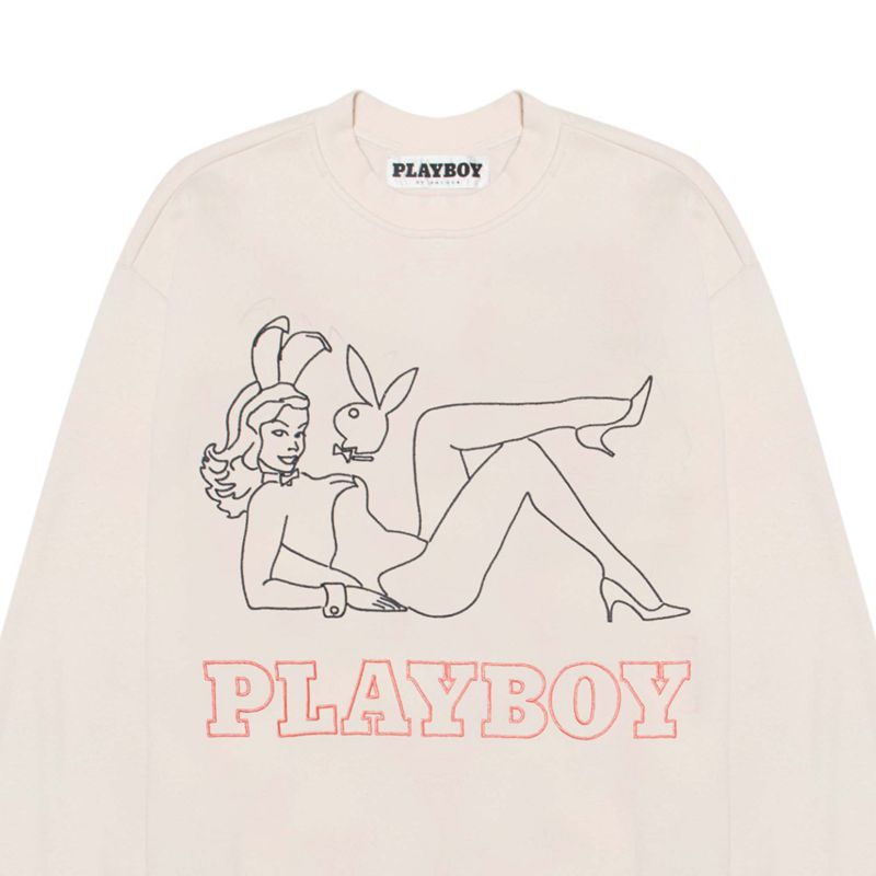 Moletom Com Capuz Playboy Late Night Crewneck Masculino Rosa | IVLYW1609