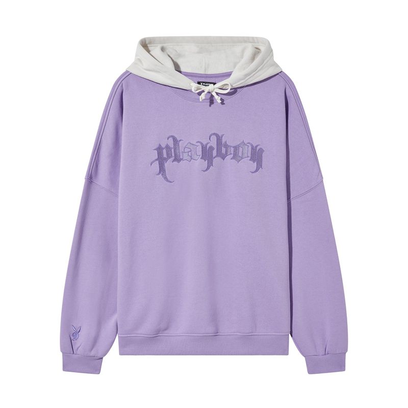 Moletom Com Capuz Playboy Layered Feminino Roxo | LWJNQ0472