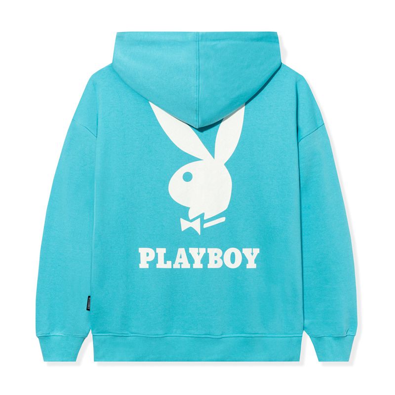 Moletom Com Capuz Playboy Logo Oversized Zip-Up Feminino Azuis | NIDPH3609