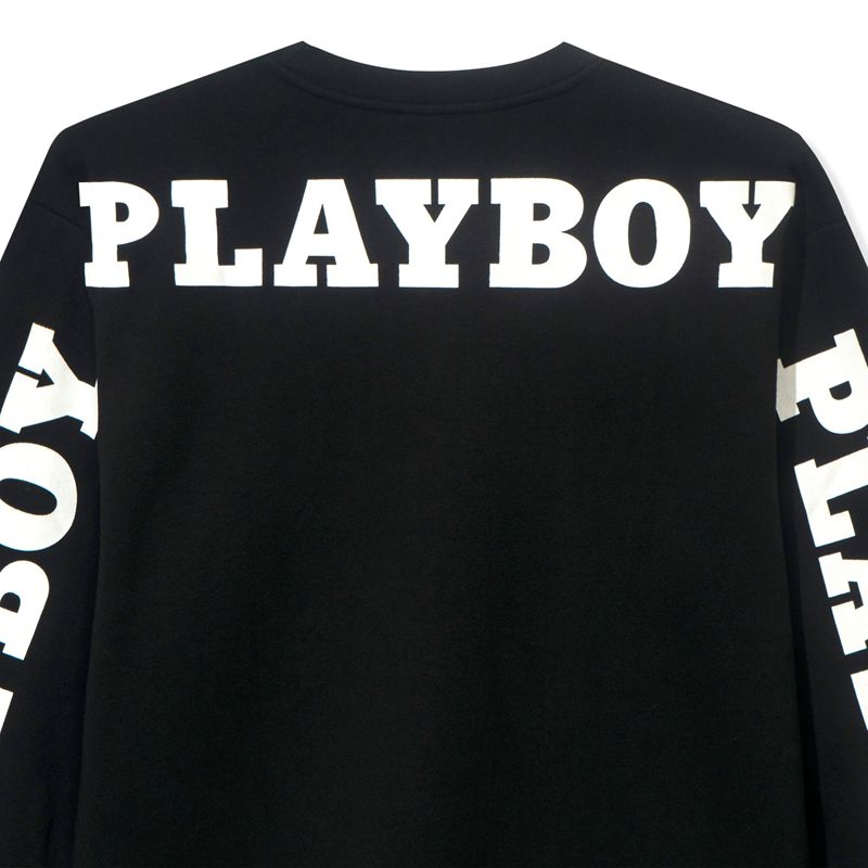 Moletom Com Capuz Playboy Masthead Pullover Crewneck Masculino Pretas | JTBAY9124