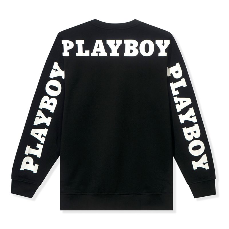 Moletom Com Capuz Playboy Masthead Pullover Crewneck Masculino Pretas | JTBAY9124