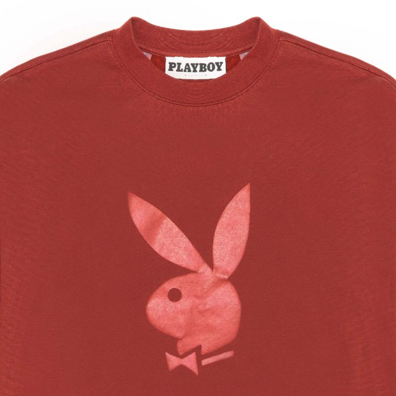 Moletom Com Capuz Playboy Nuance Crewneck Masculino Bordeaux | RCDFT3568