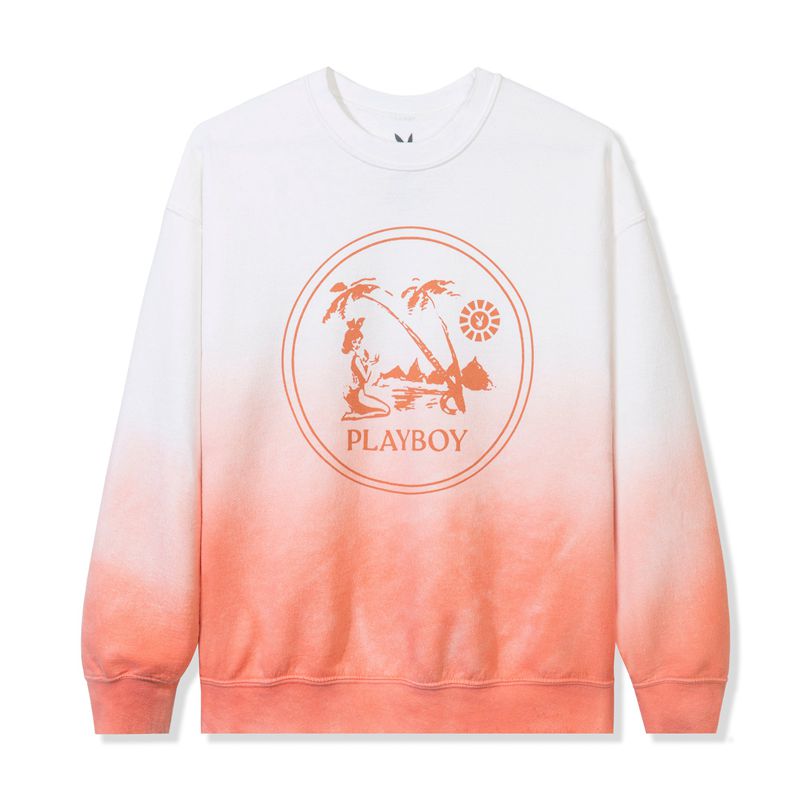 Moletom Com Capuz Playboy Ombre Crest Crewneck Sweat Masculino Branco Laranja | AKVWN6859