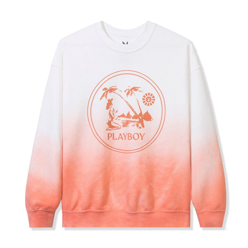 Moletom Com Capuz Playboy Ombre Crest Crewneck Sweat Masculino Branco Laranja | AKVWN6859