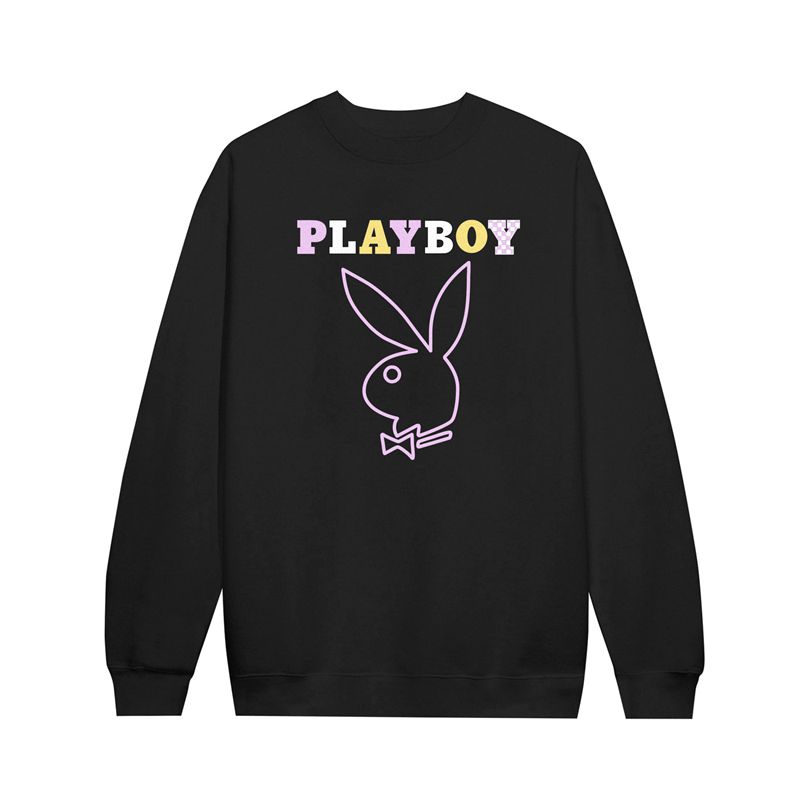 Moletom Com Capuz Playboy Press Play Crewneck Sweat Masculino Pretas | RHCFZ8645