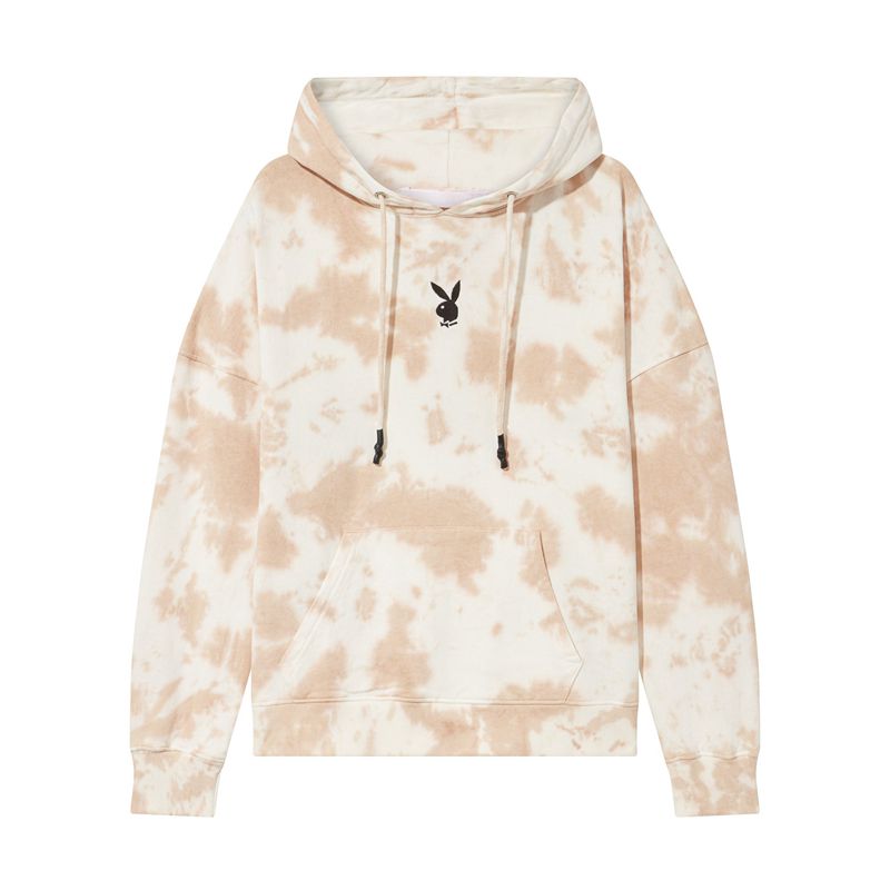 Moletom Com Capuz Playboy Tie Dye Oversized Feminino Branco Marrom | UHBNI3164