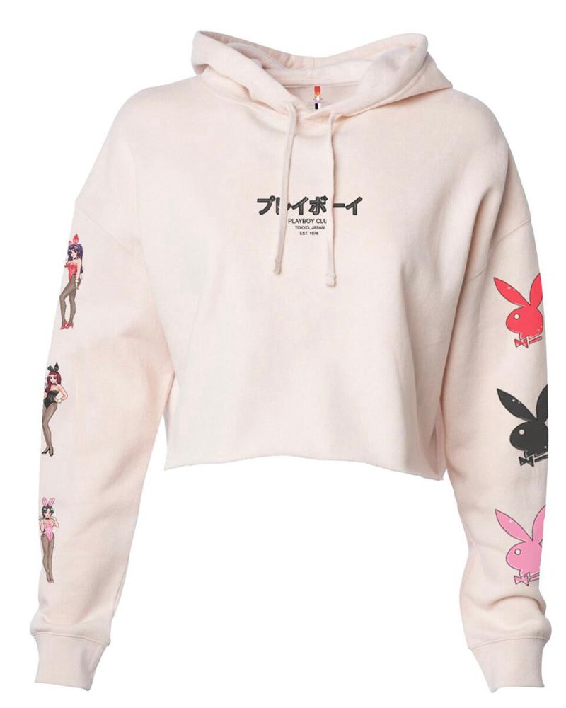 Moletom Com Capuz Playboy Tokyo Club Bunny Feminino Branco | PBWYV8057