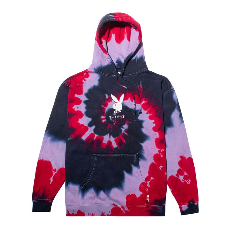 Moletom Com Capuz Playboy Tokyo Club Tie-Dye Feminino Vermelhas | SBOEU3492