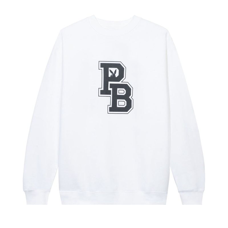 Moletom Com Capuz Playboy Varsity Letras Crewneck Sweat Masculino Branco Pretas | ABXYL3507