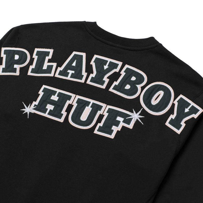 Moletom Com Capuz Playboy X Huf Rabbit Head Crewneck Masculino Pretas | INJGV7203