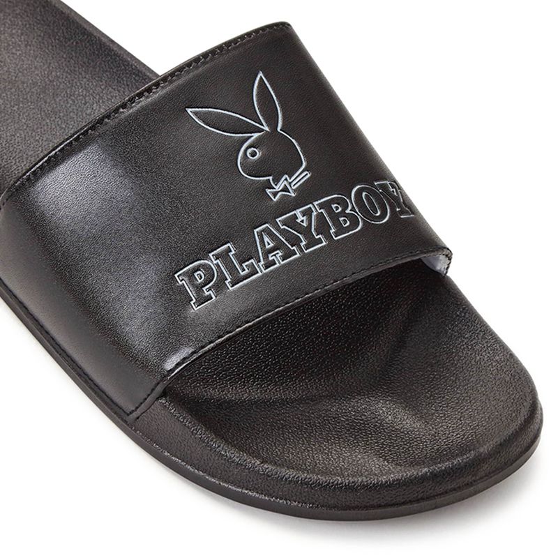 Roupa De Banho Playboy Bunny Chinelos Sandals Feminino Pretas | PDWFN0983