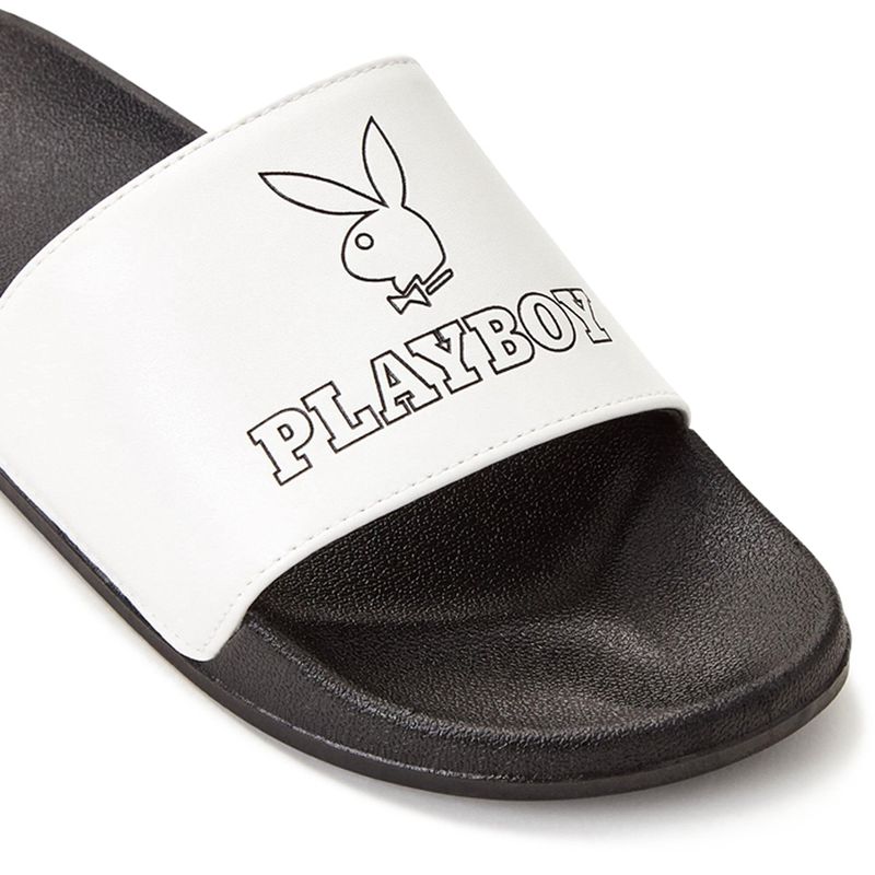 Roupa De Banho Playboy Bunny Chinelos Sandals Feminino Pretas | PDWFN0983